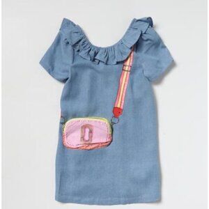 Little Marc Jacobs Denim Ruffle Neck Purse Dress Size 6Y